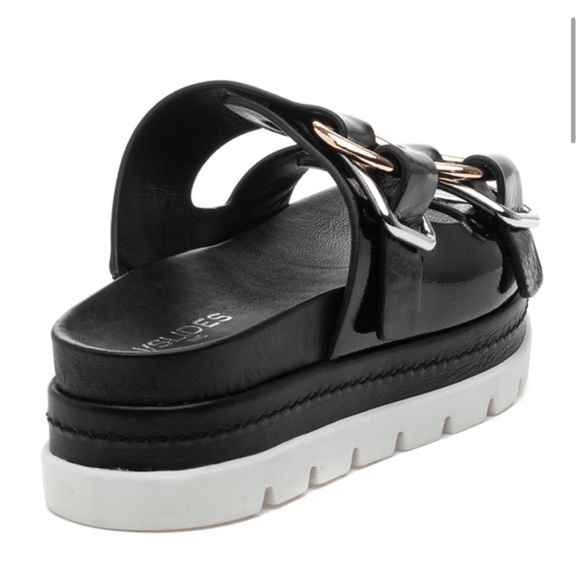 NWT J/SLIDES BAHA Black Naplak Leather Sandal - Picture 3 of 14